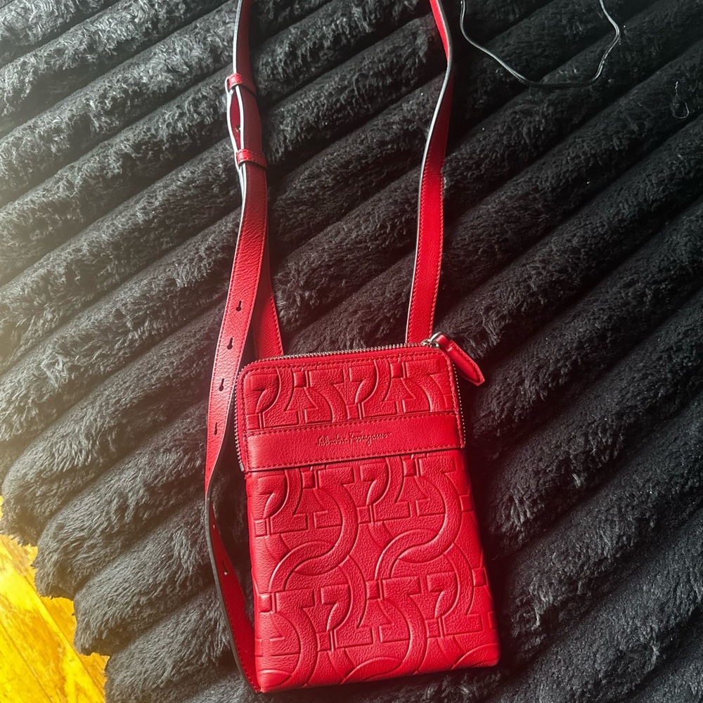 Red Embossed Crossbody Bag